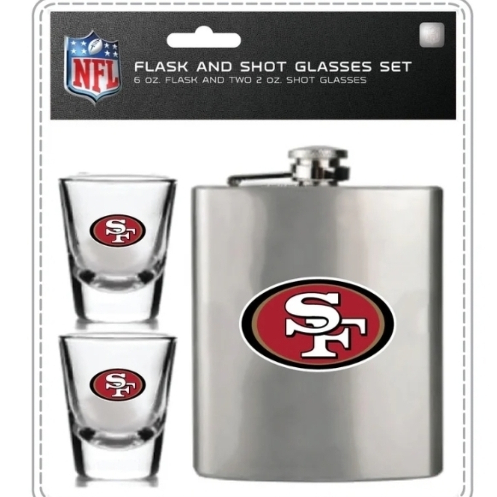 San Francisco 49ers Flask and Shot Glass Set